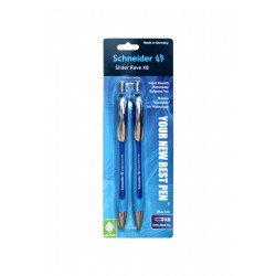 Schneider Rave Retractable Ballpoint Pen XB (Extra Bold, Twin Pack, Blue)